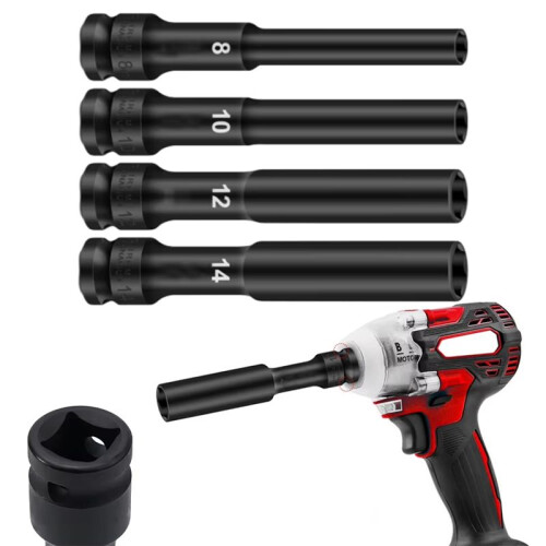 1/2 Drive Socket Wrench Hex Socket  8-14mm Socket  Tire Removal Tools Adapter Spanner Converter 4pcs 2