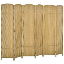6 Panel Folding Room Divider, Freestanding Privacy Screen for Living Room, Bedroom and Office, 240 x 170cm, Natural
