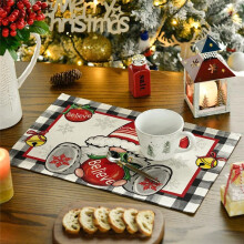 4 STKS Kerstbomen Sneeuw Roze Kerst Placemats Winter Placemats voor Keuken Eetkamer Decoratie N
