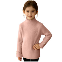 Kids Long Sleeve Turtleneck Sweater with Bow Tie and Pearl
