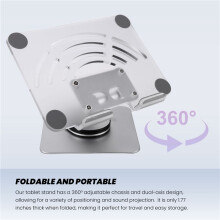 360 Roterende Tabletstandaard, Verstelbare Draagbare Acryl Desktopstandaard voor Tablets Tot 12,9 Inch, Wit