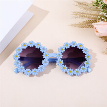 Round Flower Sunglasses Kids Daisy Sunglasses Outdoor Sun Protection Glasses Beach Birthday Gift Yellow