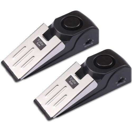 Safety Wedge Door Stop Alarm 120dB 2-Pack