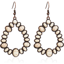 Bohemian Turquoise Oval Drop Earrings Ethnic Teardrop Style