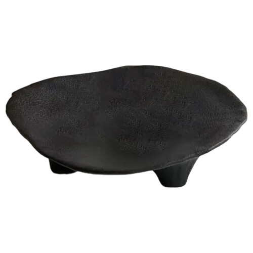 Ceramic Jewelry Tray with Unique Three Legged Artistic Design Multifunctional Oval Desktop Accessory Tray Black 1