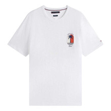 (M, White) Tommy Hilfiger Mens Palm Tree Crew Neck Regular T-Shirt