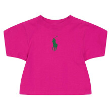 (4 Years, Pink) Ralph Lauren Girls Embroidered Logo Cropped T-Shirt