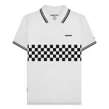 (S, White/Black) Lambretta Mens Toned Polo Shirt