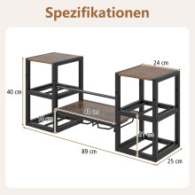 Väggmonterat vinställ med glashållare, 8 flaskor, rustik brun