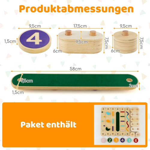 Barns balansbalk i trä med 6 stenar 2