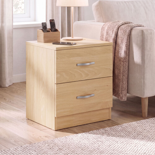 Vida Designs (Pine) Riano Bedside Table Set of 2, 2 Drawer Chest Nightstands 2