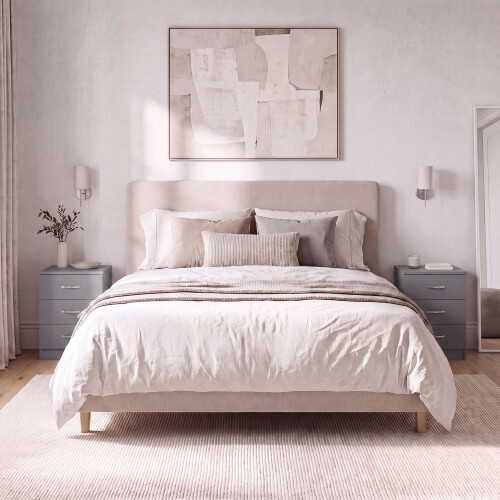 Vida Designs (Grey) Riano Bedside Table Set of 2, 3 Drawer Chest Nightstands 1