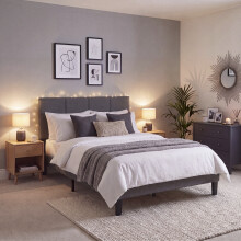 (Dark Grey Linen, Double) Velmora Ottoman Fabric Bed Frame Under Bed Storage, Upholstered Headboard & Gas Lift Storage Base-Bedroom Furniture