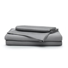 Sleepgram Viscose Fiber Queen Size Bed Sheet Set With Flat Sheet Fitted Sheet And 2 Pillowcases For Comfortable Night'S Sleep Grey Stone
