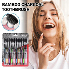 (10pcs, white) 10 PCS Soft Toothbrush Set Bamboo Bristles For Travel Gift; Holiday Clean 9CB9