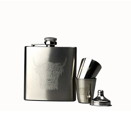 Highland Cow Hip Flask & Cup Set 2