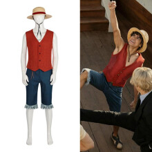 (Real-life Luffy full set without straw hat, S) One Piece Live Action Cosplay Costume Luffy Halloween Role Play Outfit Adult Cos Clothing Party Suit