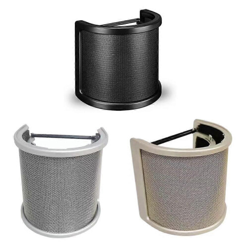 (1pcs, black) +Microphone Doublelayer Antispray Net Ushaped Windscree C4B3
