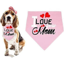 YOITEA Love Mom Pet Triangle Bandana Bib Scarf Accessory for Dogs Cats