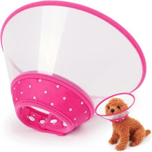 Pet Cone Cats Puppies Mini Dogs 3 Adjustable Sizes 5.7-8in Lite Recovery E-Collar Pink