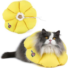 Collier de protection imperméable et mignon pour chat, anti-léchage et morsure, cicatrisation des plaies, fleur jaune, toutes saisons