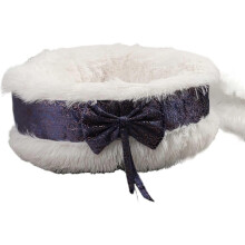 Canapé pour chat 5 couleurs Hiver Long Peluche Rond Nœud Lit pour animaux de compagnie Nid Sommeil Profond B 50cm