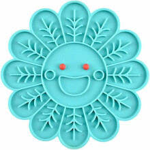 Silicone Slow Food Dog Mat and Bowl - Blue Flower Slow Food Plate OPP Pack