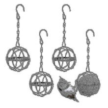 Lot de 4 mangeoires suspendues pour oiseaux, support en métal durable pour boules de graisse, remplissage facile, pour l'extérieur