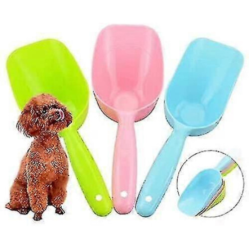 3Pcs Plastic Handle Dog Cat Food Litter Scoops 3 Colors