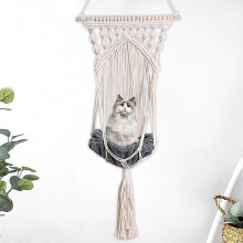 Hamac suspendu en macramé tressé à la main pour chat, en corde de coton, pour jouer à l'intérieur ou à l'extérieur.