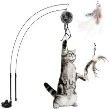 Canne à pêche rétractable Ping 2024, jouet pour chat à plumes, jeu interactif pour chatons d'intérieur