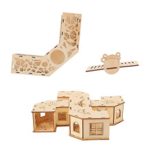 Wooden Hamster Tunnel Labyrinth Maze Blockhouse Toy Set with Seesaw