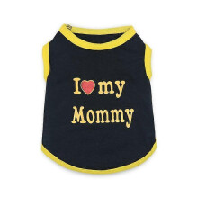 Débardeur pour petits animaux (chien, chat, lapin) « J'aime ma maman et mon papa » (Jaune, taille S-M)