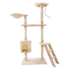 Arbre à chat de luxe à plusieurs niveaux de 152 cm avec échelle, griffoir en sisal et jouet sauteur