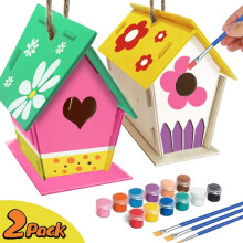 DIY Wooden Birdhouse Color Painting Kit Feeder & Cage Toy for Kids Educational Drawing