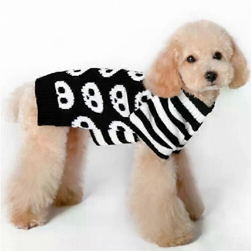Pull d'Halloween douillet à motif de crâne pour chats et chiens, taille L