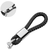 Portachiavi in pelle intrecciata a mano JiaWei con connettore in acciaio, resistente ed elegante, per chiavi e telecomandi auto Dxs