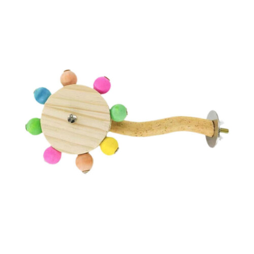 Parrot Rotating Wood Perch Stand Colorful Bird Toy Stick 2