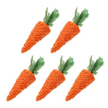 5Pcs Carrot-Shaped Grass Chew Toy for Rabbit Teeth Grinding Safe Treat Multicolor