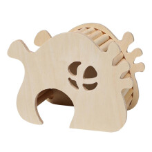 Holz-Hamstergehege mit Kletterleiter, niedlich geformt für Mini-Rennmäuse und junge Streifenhörnchen (Cartoon-Design)