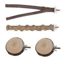 4pcs Natural Wood Bird Perch Stand Tree Branch Sticks Cage Supplies Parrots Cockatiels Multicolor