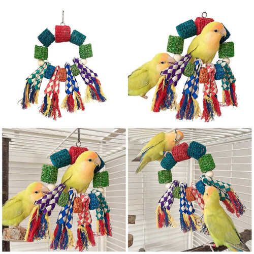 Bird Parrot Chew Toy Colorful Corncob Straw Cluster for Teeth Grinding Multicolor 1