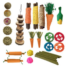 Bâtonnets à mâcher en bois naturel pour cages de petits animaux - Jouet d'exercice multicolore