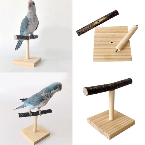 Supporto per posatoio in legno per pappagalli, tiragraffi multiuso per uccelli, multicolore 1