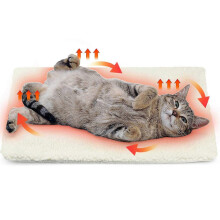 Self-Warming Cat Bed Dog Mat Thermal Pet Pad Washable Heat Storage Aluminum Layer Beige Free Size