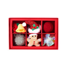 Xmas Cat Toy Accessories Fur Balls Collar Kitten Training Pompoms Santa Hat Pendants Multicolor