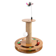 Arbre à chat 4 en 1 avec corde en sisal et balle suspendue - Jouet d'entraînement amusant pour animaux de compagnie