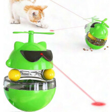 Green Indoor Cat Toy Ball Infrared 4-in-1 Play Adjustable Cat Food Dispenser