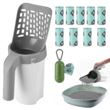 Upgraded Cat Litter Scoop with Holder Shovel Bag & Waste Can Yvan