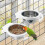 2-Pack Stainless Steel Hanging Bird Feeding Cups with Perch Stand Food Container 2